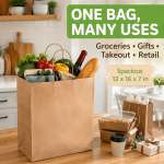 100 Pack Paper Kraft Paper Bags,Heavy Duty Large Grocery Brown Bag,14x10.5x6.5 Inch Bags for Storage,Take out,Shopping,Sacks - Image 11