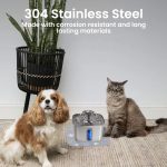 Ophanie 108oz/3.2L Stainless Steel Cat Water Fountain with Replacement Filters & Silicone Mat, Automatic Water Dispenser for Cat and Dogs, Electric Drinking Bowl Suitable for Multiple Pets, Silver - Image 8